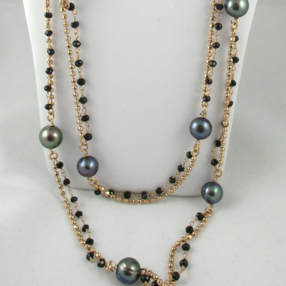 Honora Black Pearl & Black Spinel 36" Necklace - Picture 9 of 11